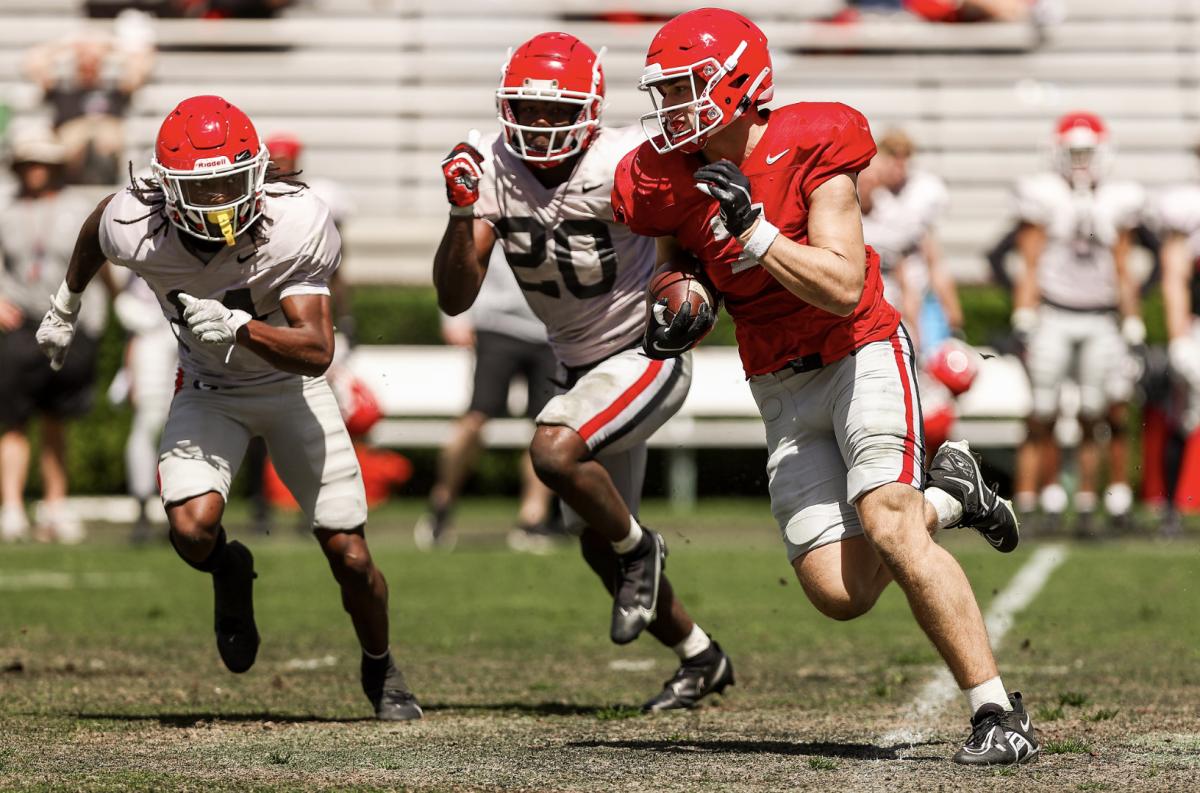 Georgia tight end Lawson Luckie during Georgia’s spring practice on Dooley Field